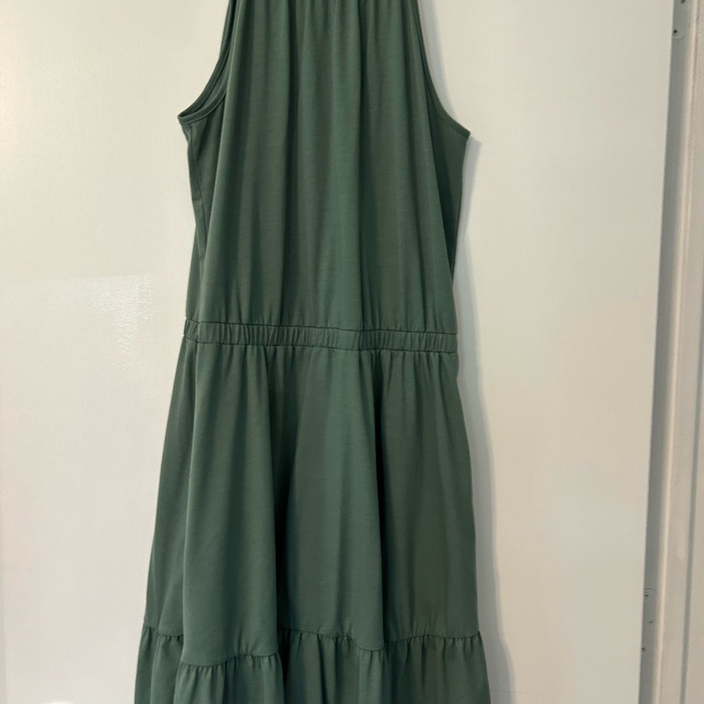 Sleeveless Tiered Maxi Dress in Olive Green